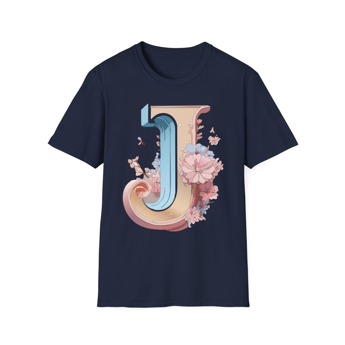 Floral Letter J T-Shirt | Botanical Monogram Tee