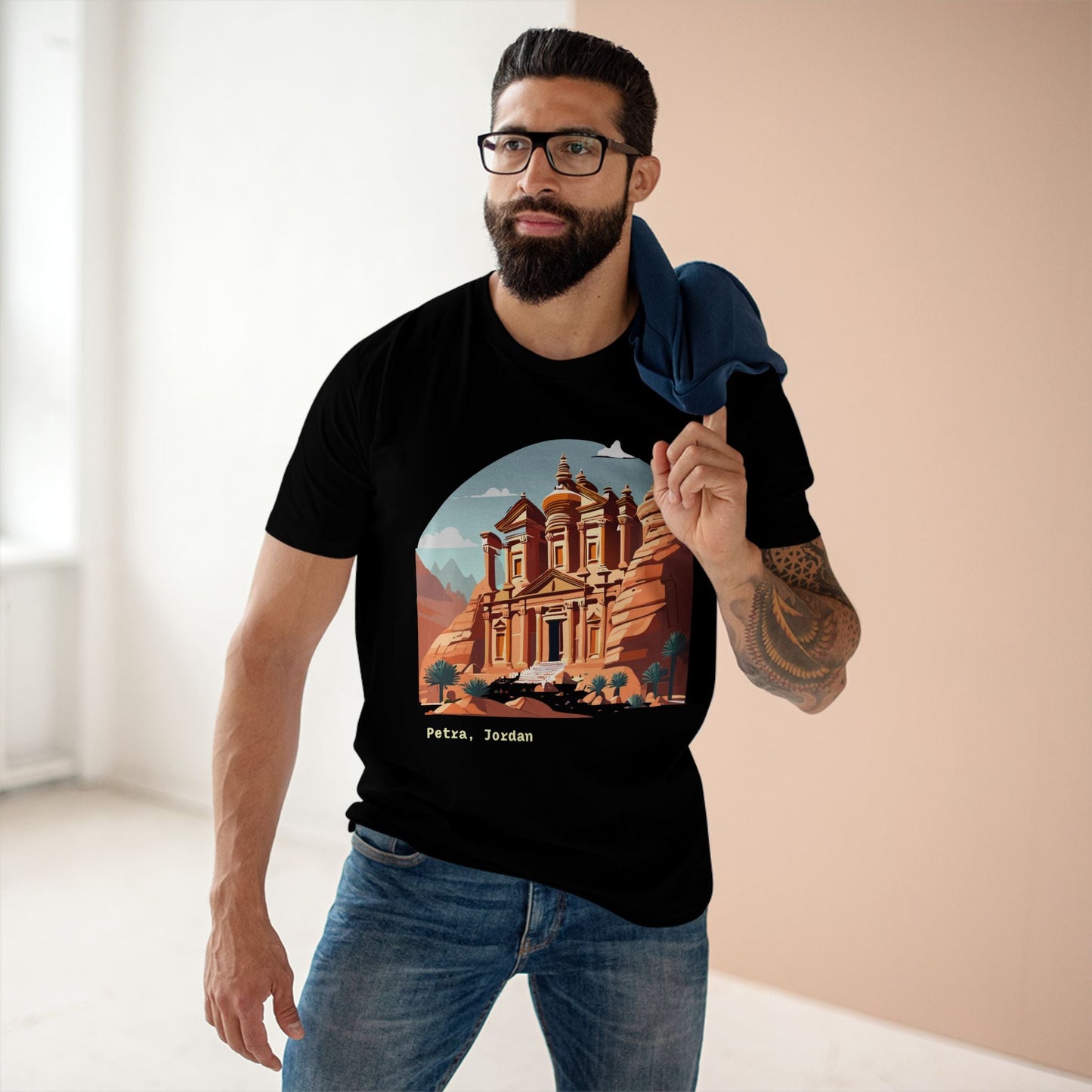 Travel Shirt Unisex Petra Tourist Shirt Art Design Premium Cotton Tee Retro2Nova