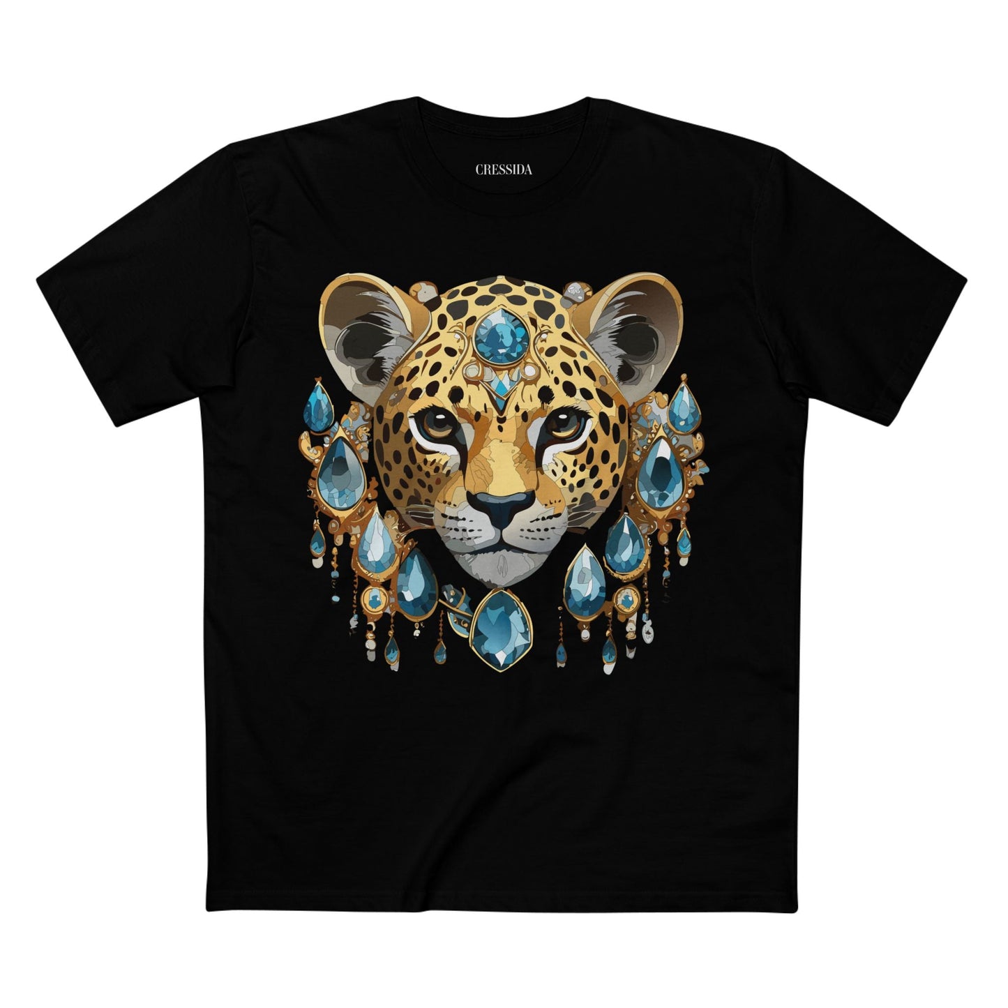 Cheetah Graphic Unisex 100 Cotton Tee With Unique Animal Golden Medallion Art Design 48