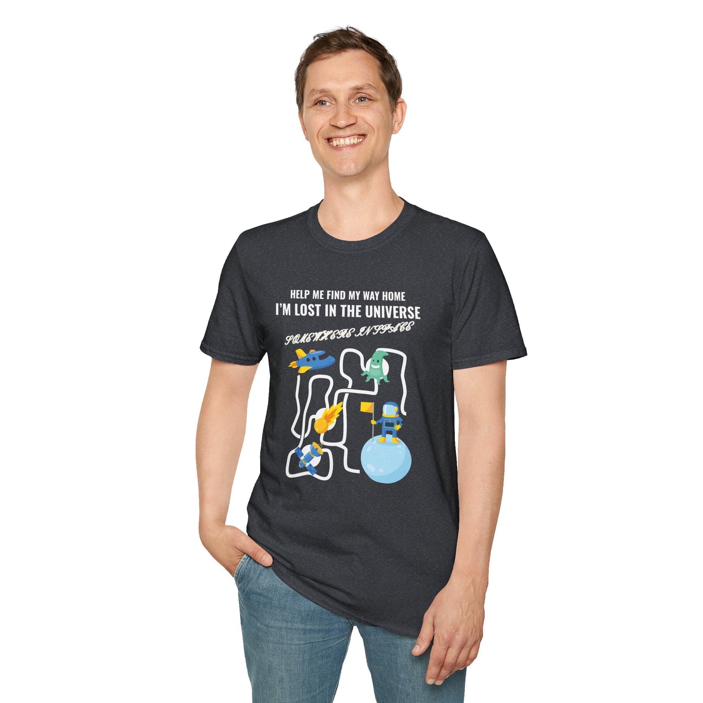 Lost in the Universe TShirt Unisex Cotton Cute Space Maze Graphic Tee