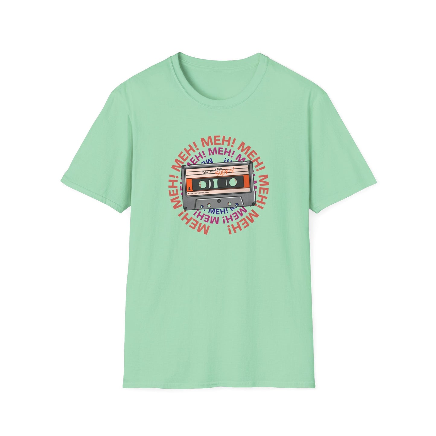 Cassette Tape Meh Graphic T-Shirt Unisex Cotton Retro Funny Music Tee