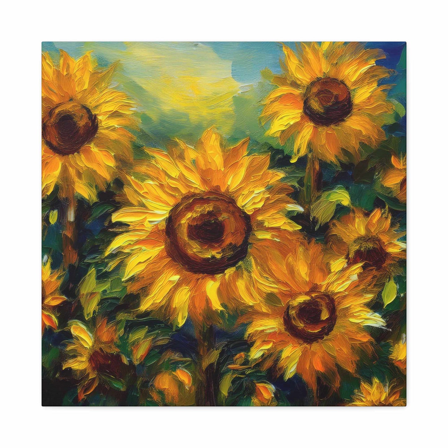 Sunflowers Print Canvas, Flowers Oil Paint Print 20x20, 24x24, 30x30, 32x32, 36x36, Floral Art Design Print Non-Frame MC-24