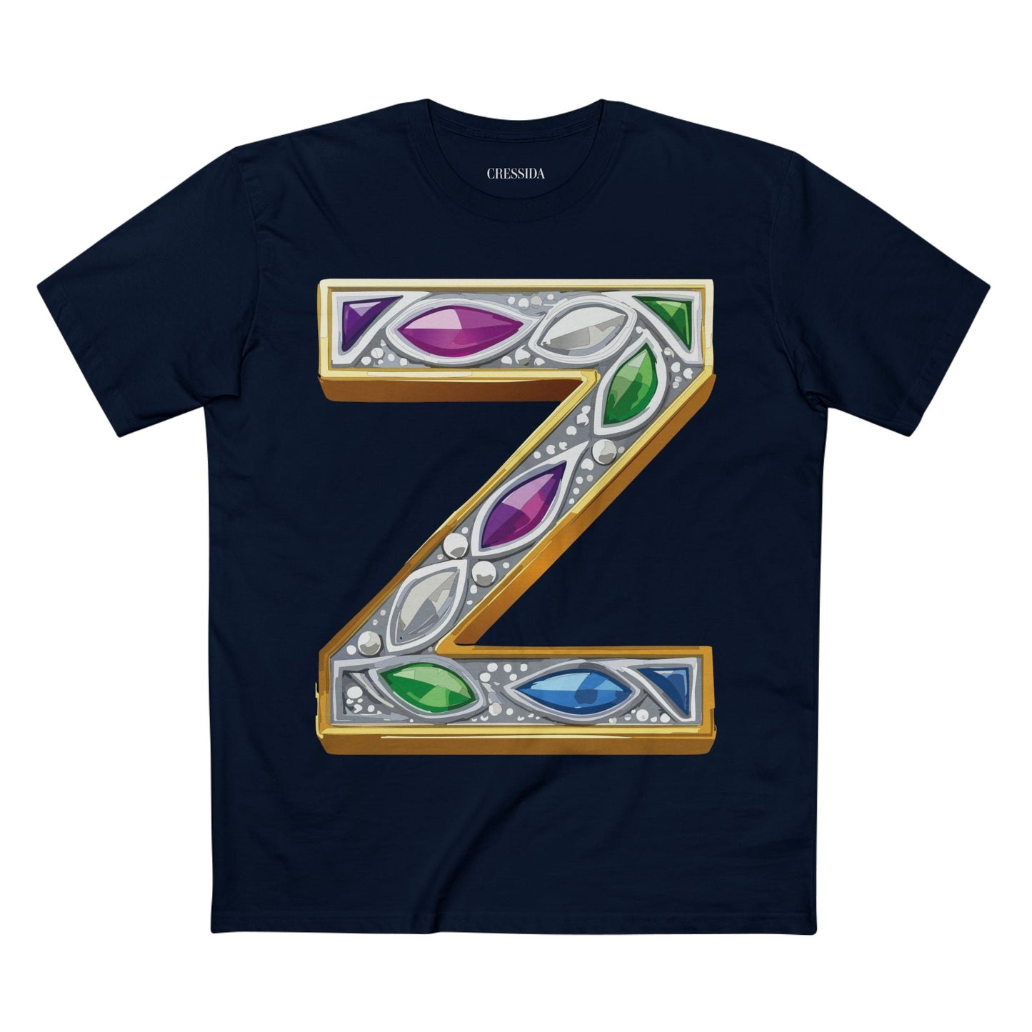 Letter Z Graphic Design Tee Unisex 100 Cotton With Antique Gold Letters Artwork T-Shirt
