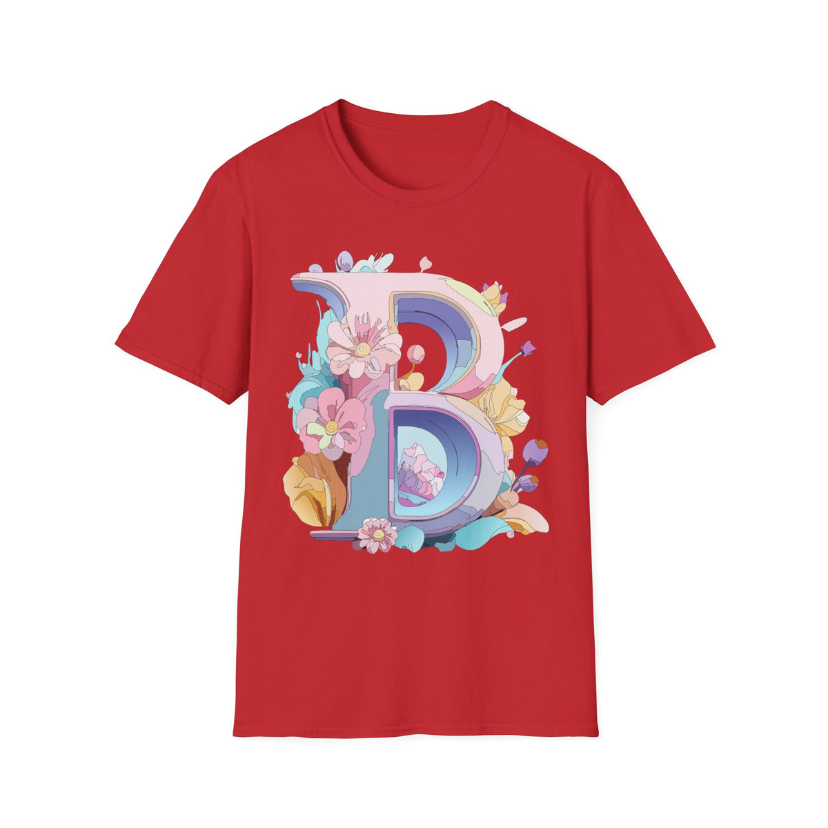 Floral Letter B T-Shirt | Pastel Floral Monogram Tee