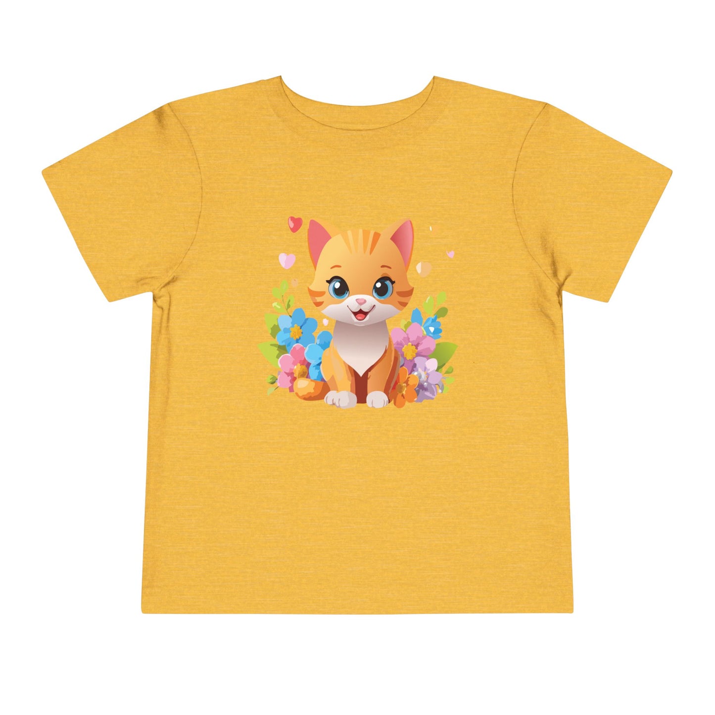 Bonita camiseta de manga corta para niños pequeños con gato: adorable camiseta con gráfico de gatito para niños (2 a 5 años)