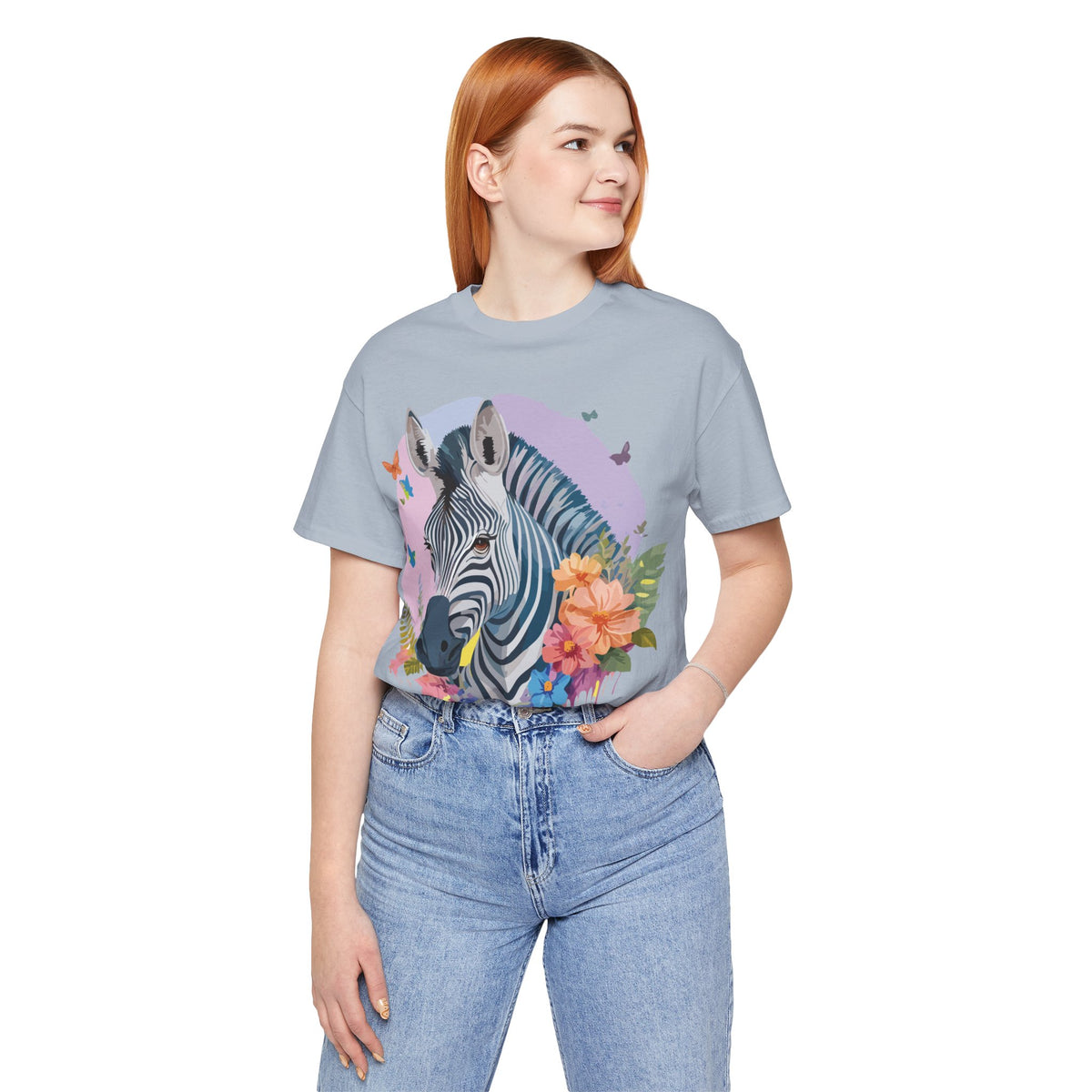 Zebra Graphic Unisex Cotton Bella+Canvas Tee with Art Animal Design e78