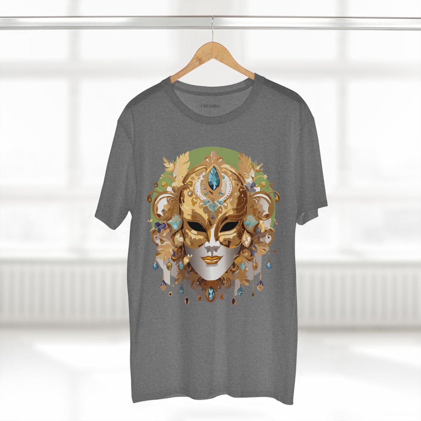 Carnival Mask Graphic T-Shirt Unisex 100 Cotton With Antique Gold Art Design Tee 11