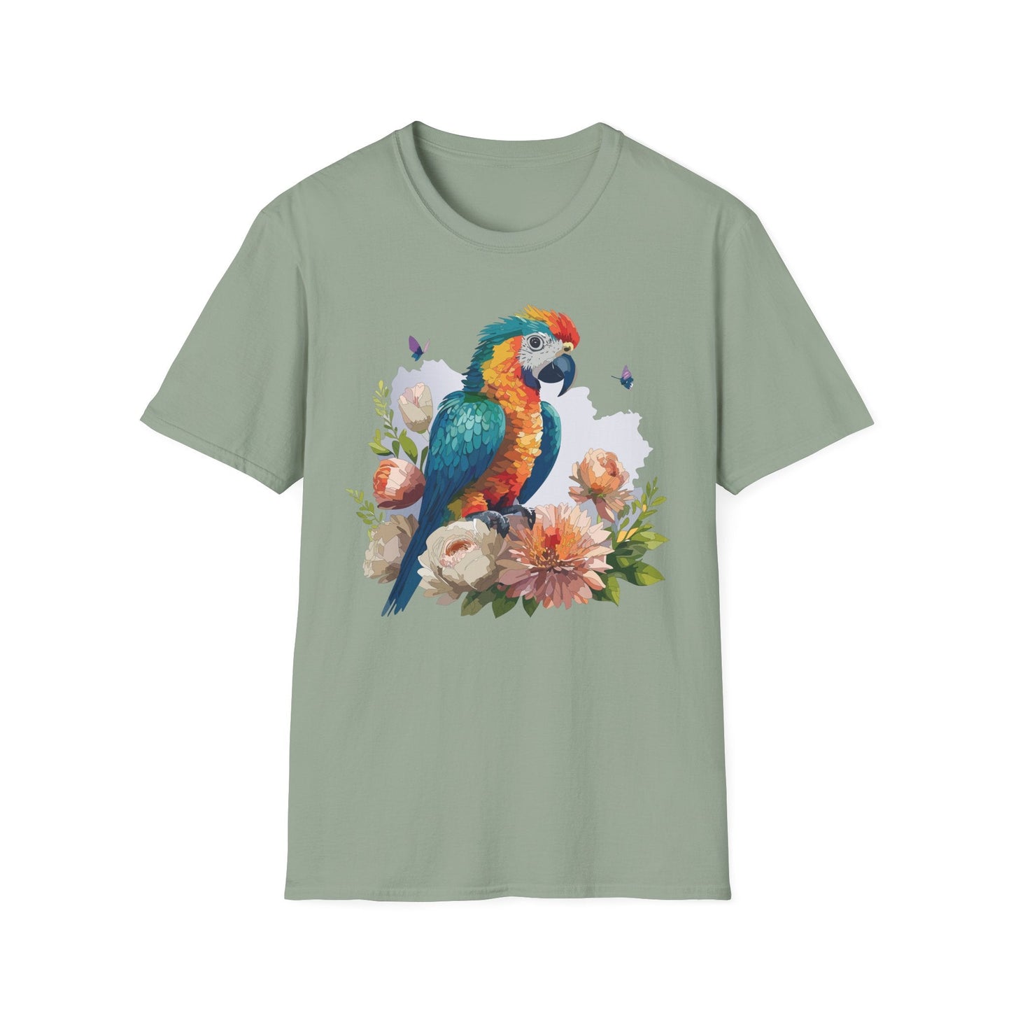 Bird T Shirt Floral Bird Print Unisex Softstyle Cotton Tee Animal Graphic Tee For Everyday Wear