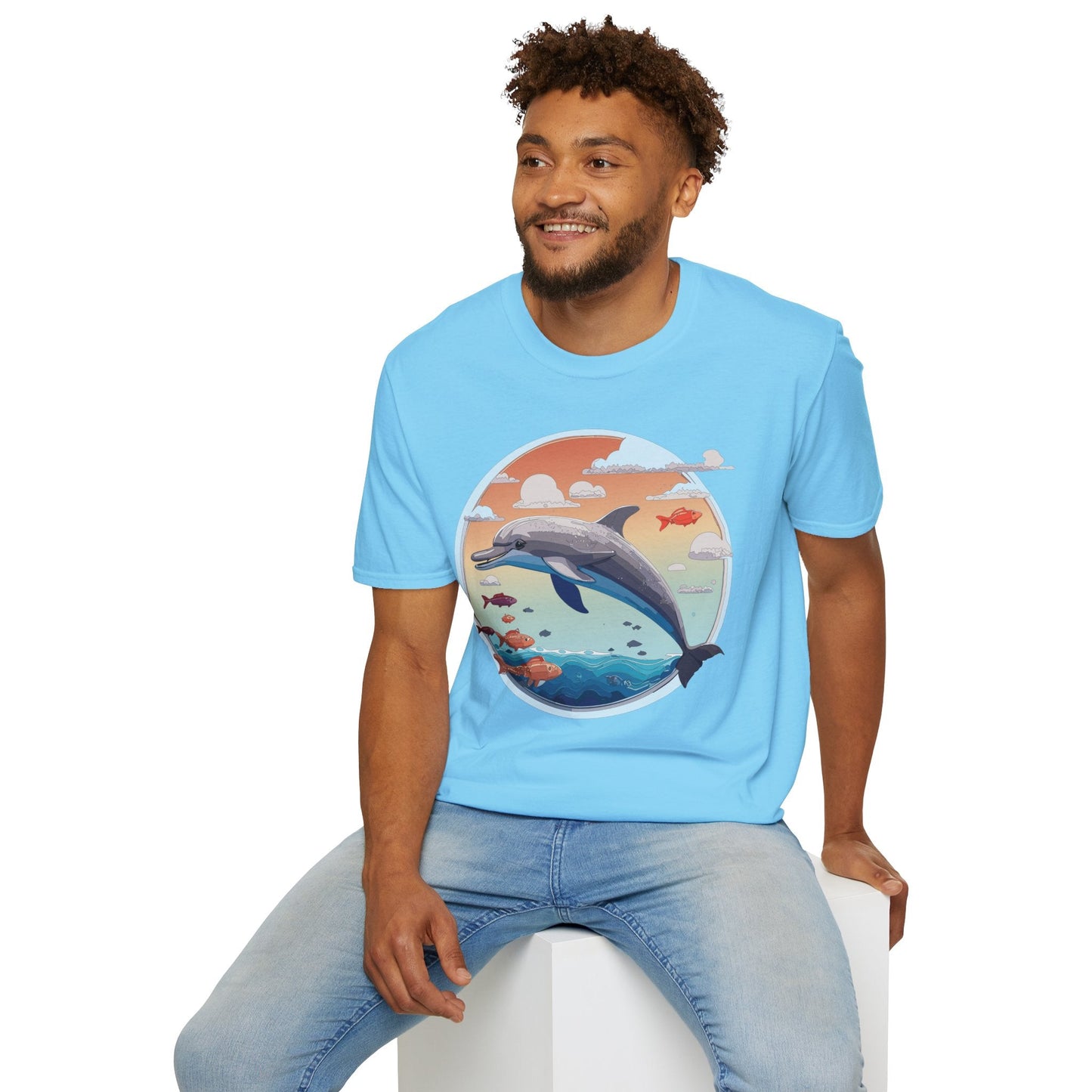 Dolphin Shirt Unisex Gildan Softstyle Cotton Tee For Men Women Dolphin Fish Animal Shirt