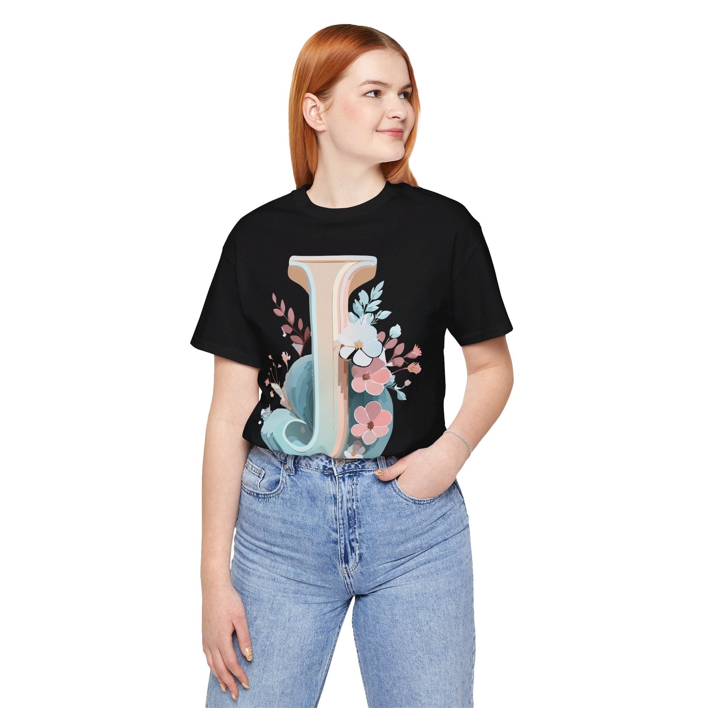 Letter J Shirt Graphic Unisex Tee With Original Vintage Inspired Artwork By Adelpha