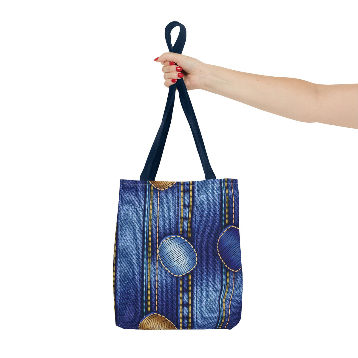 Denim Fabric Imitation Print Unisex Canvas Bag Poly Spun 3 Sizes Tote Bag 186-1