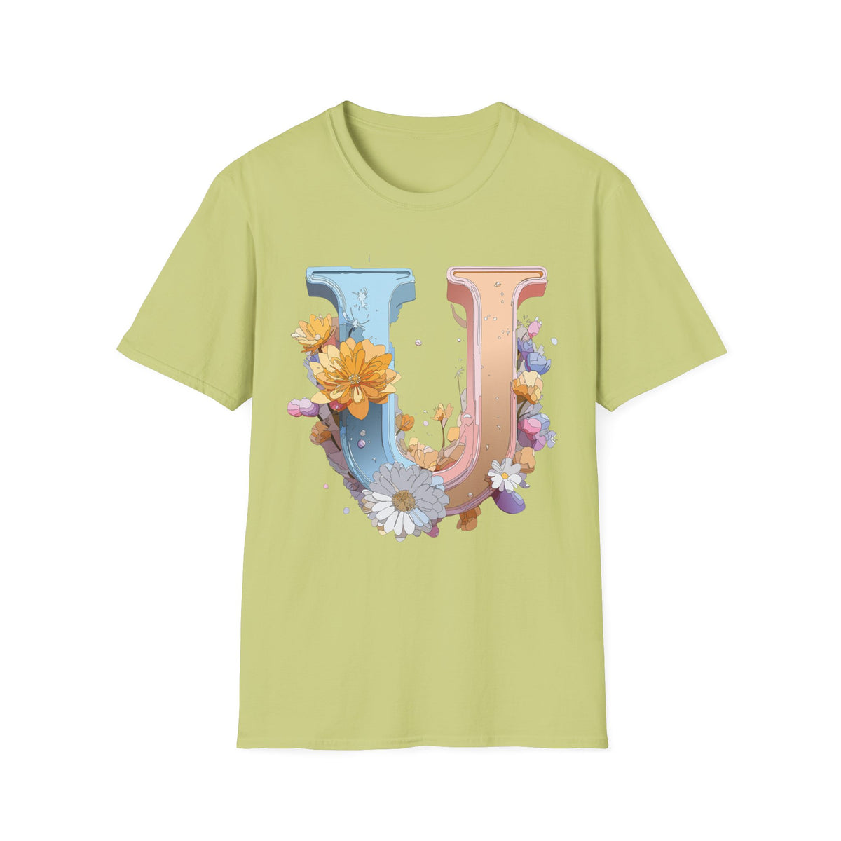 Floral Letter U T-Shirt | Botanical Monogram Tee