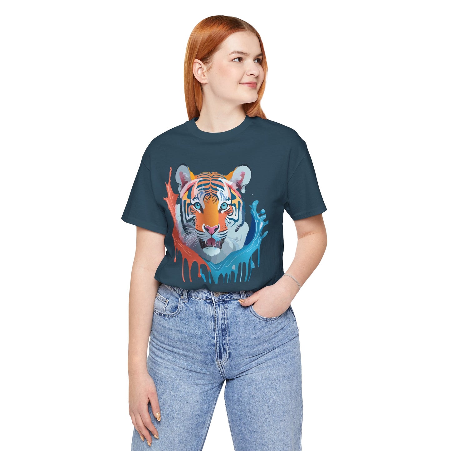 Unisex Tiger Tee, Animal Shirt, Tee Shirt with Tiger, Art T-Shirt, Animal Tees, Big Cat Shirt, Art Design T-Shirt 5