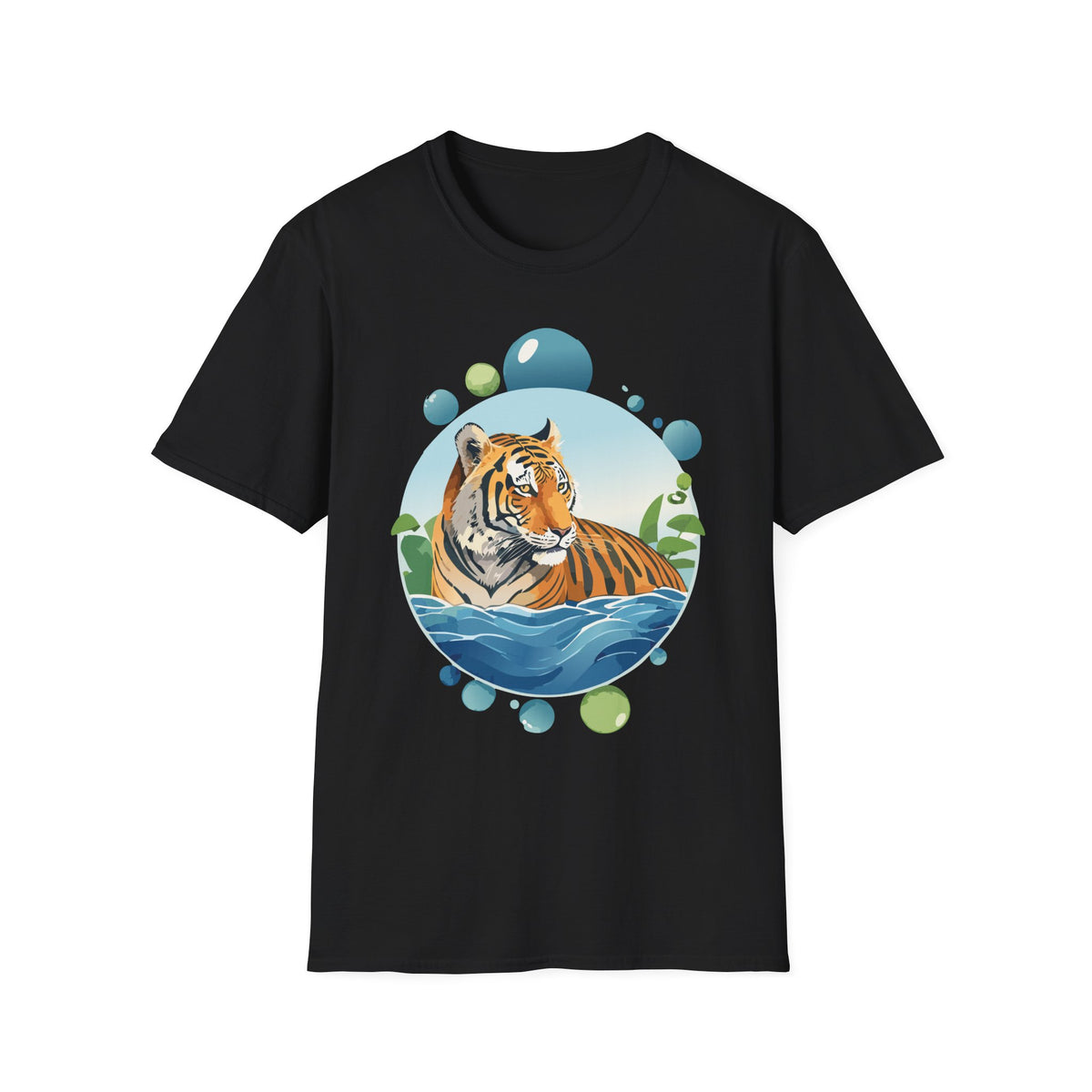 Tiger Portrait T-Shirt | Watercolor Jungle Circle Design