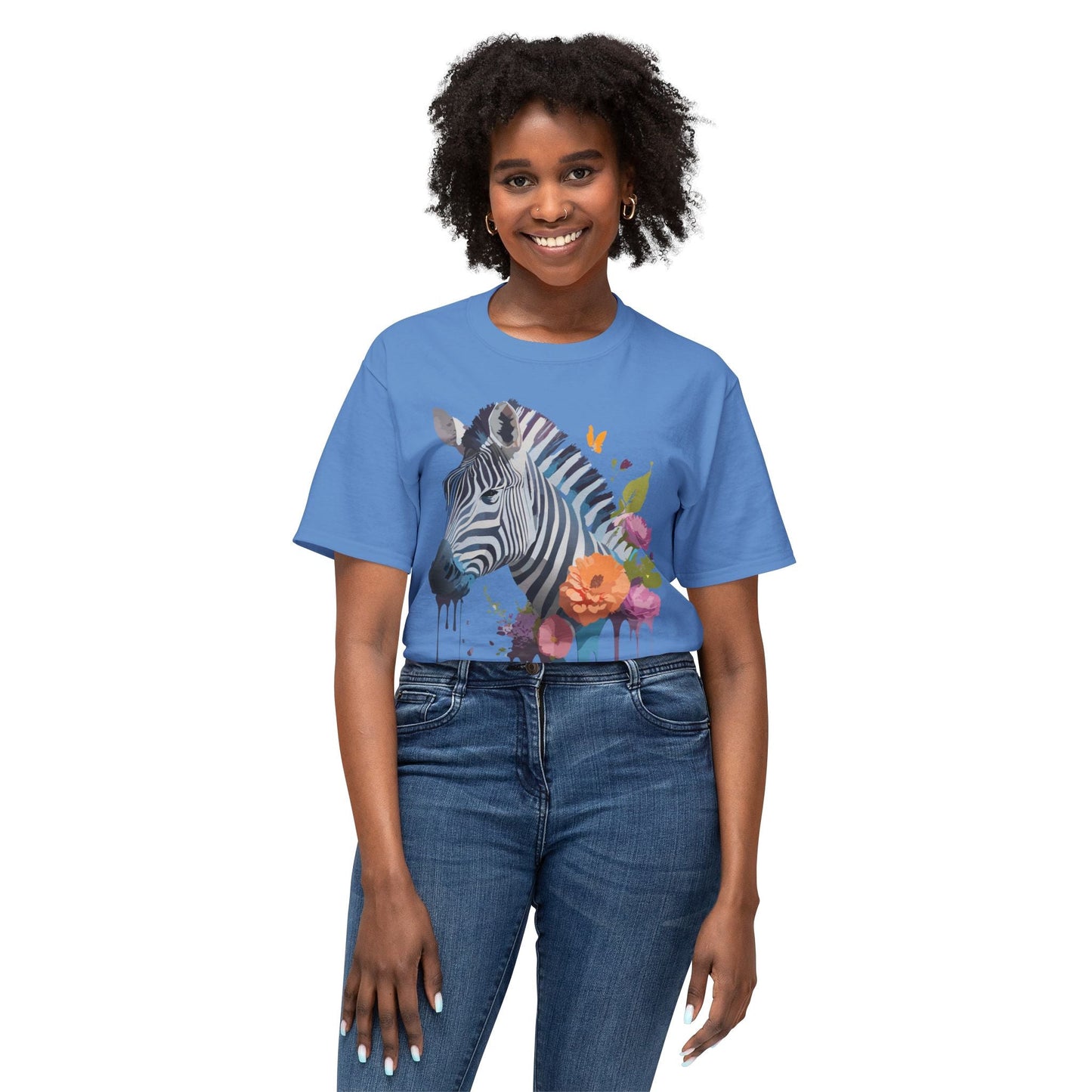 Unisex Zebra Art T Shirt With Full Color Print HD Cotton Tee Made In USA For Everyday Style