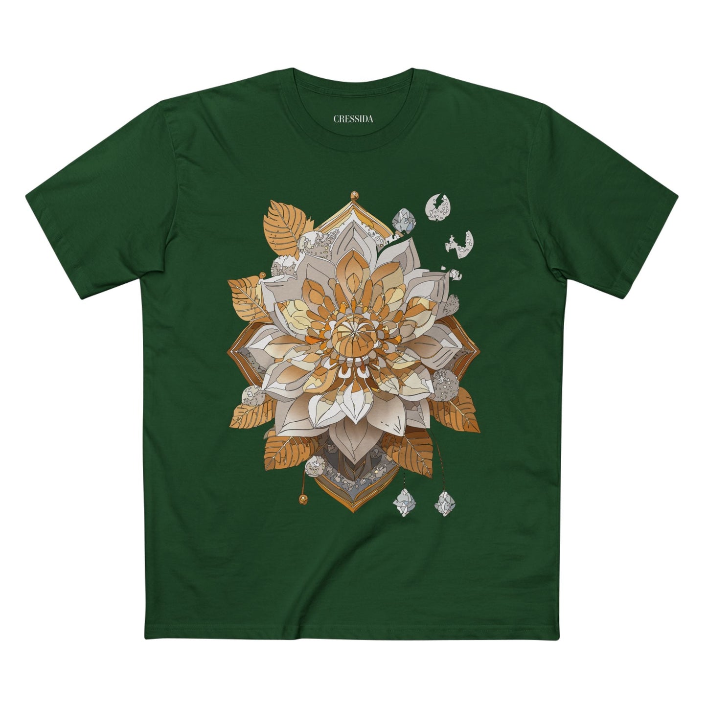Floral Graphic T-Shirt Unisex 100 Cotton Art Design with Antique Flowers Tee 8