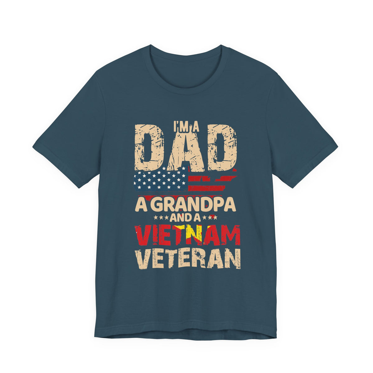 I'm a Dad a Grandpa and a Vietnam Veteran T-Shirt American Flag Patriotic Unisex Cotton Tee v3