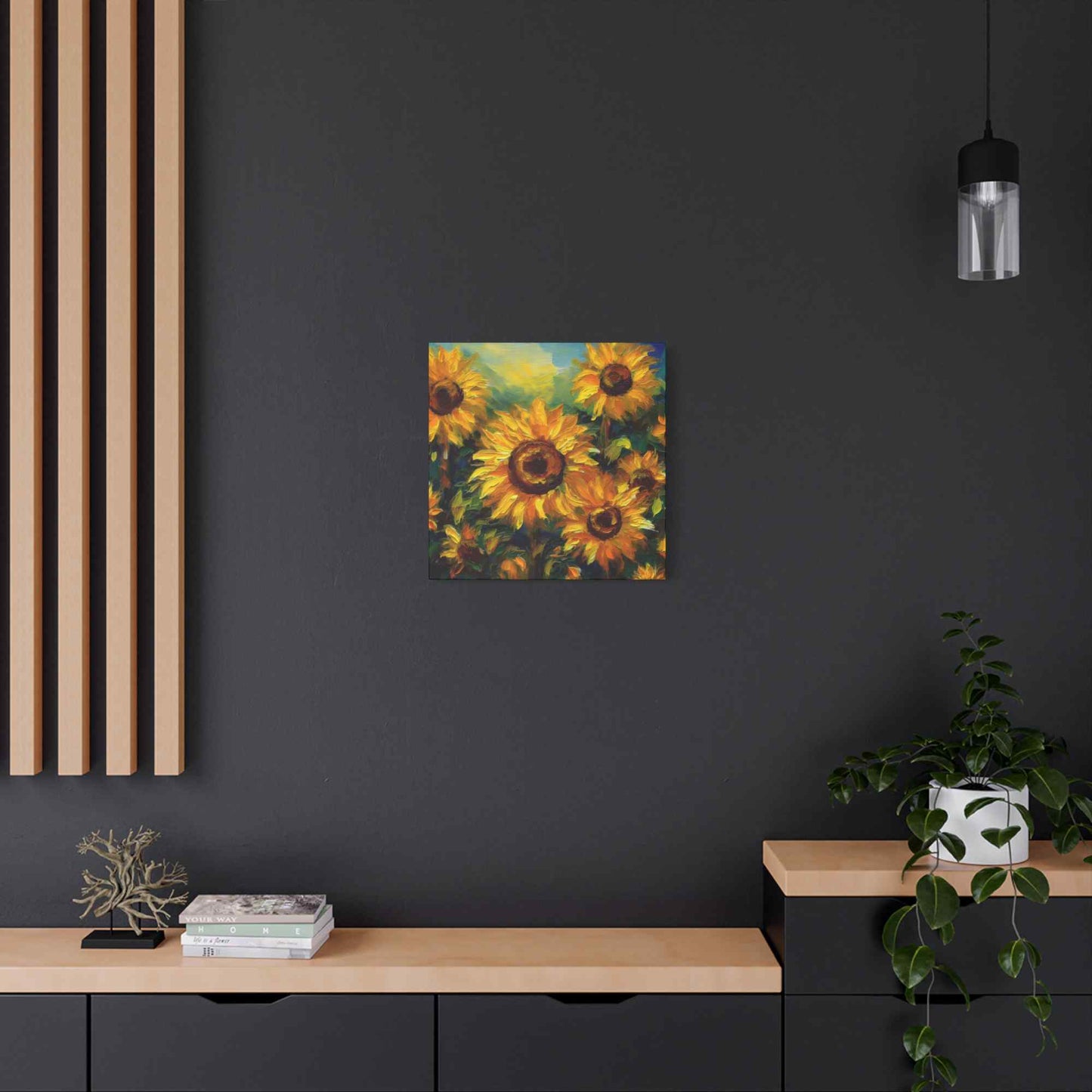 Sunflowers Print Canvas, Flowers Oil Paint Print 20x20, 24x24, 30x30, 32x32, 36x36, Floral Art Design Print Non-Frame MC-24