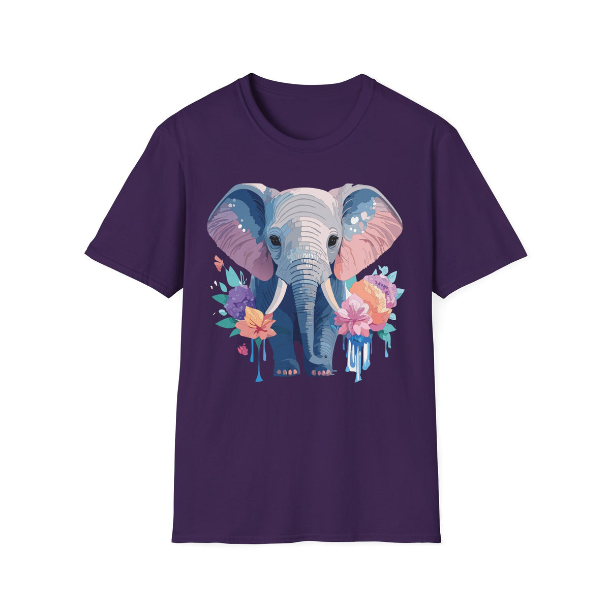 Watercolor Baby Elephant T-Shirt | Floral Safari Tee