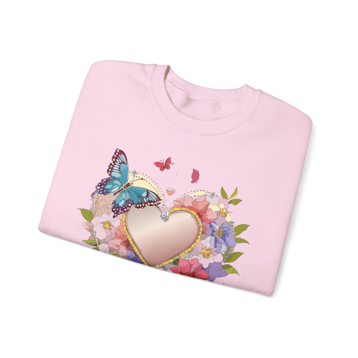 Unisex Floral Heart Sweatshirt Floral Love Sweatshirt Valentines Day Sweatshirt Heart Floral Design