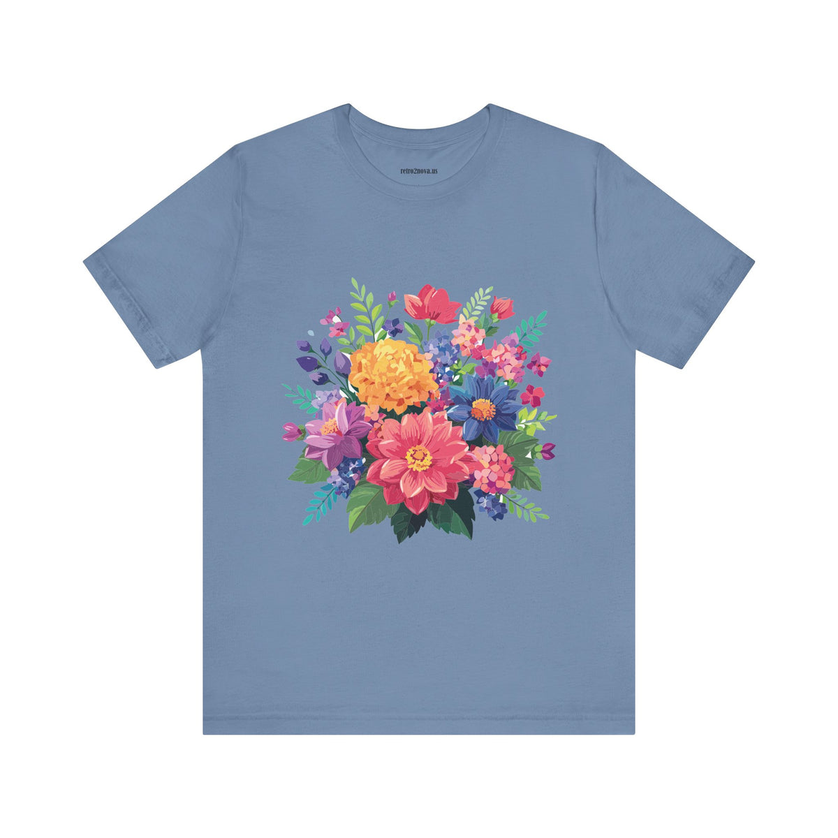 Floral Graphic Unisex Cotton Bella+Canvas Tee with Flowers Design ab17