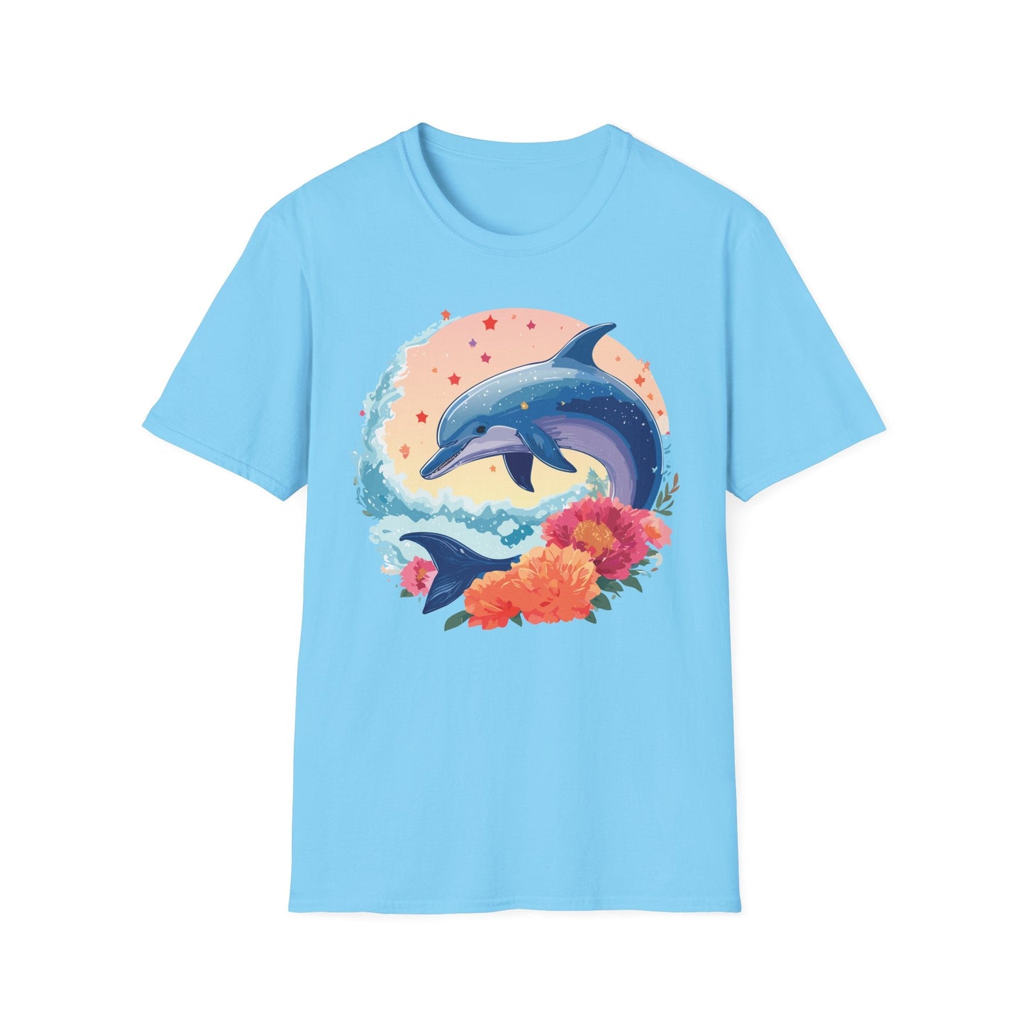 Dolphin Shirts Unisex Tee 100 Percent Ring Spun Cotton Gildan Softstyle 64000 For Everyday Comfort