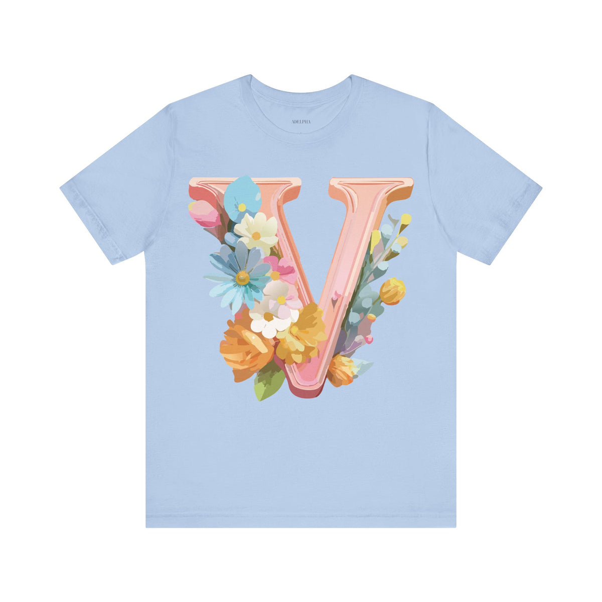 Letter V Graphic Unisex Cotton Bella+Canvas Tee with Art Letter Design