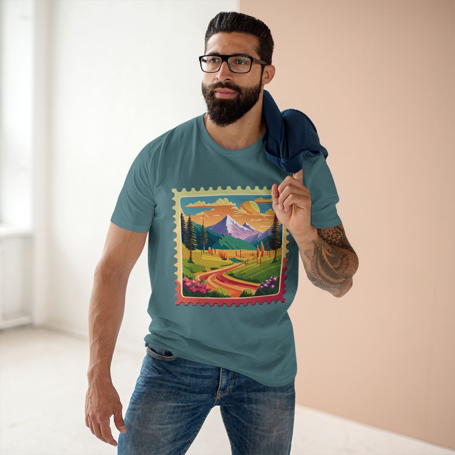 Stamp Shirt Postage Stamp Tee Unisex Premium Cotton With Original Art Design Retro2Nova