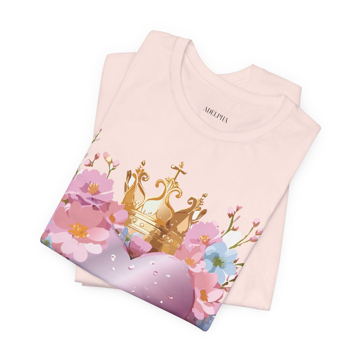 Valentine's Day Graphic Unisex Cotton Bella+Canvas Tee with Floral Art Design d132