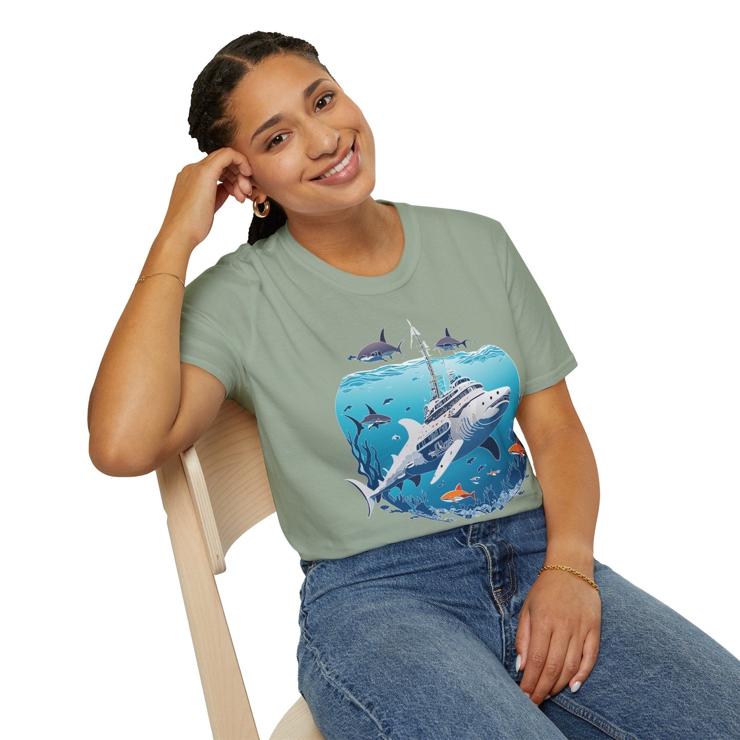 Ocean Tee Shirt Unisex Softstyle 64000 Ring Spun Cotton Art Design Tee For Everyday Comfort