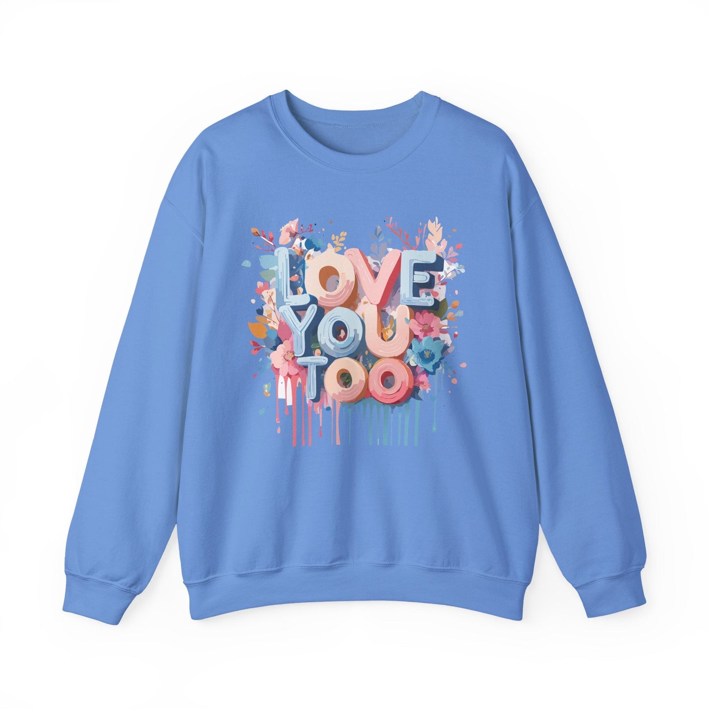 Floral Love Sweatshirt Unisex Valentine Day Crewneck 50 50 Cotton Polyester Cozy Warm Heavy Blend