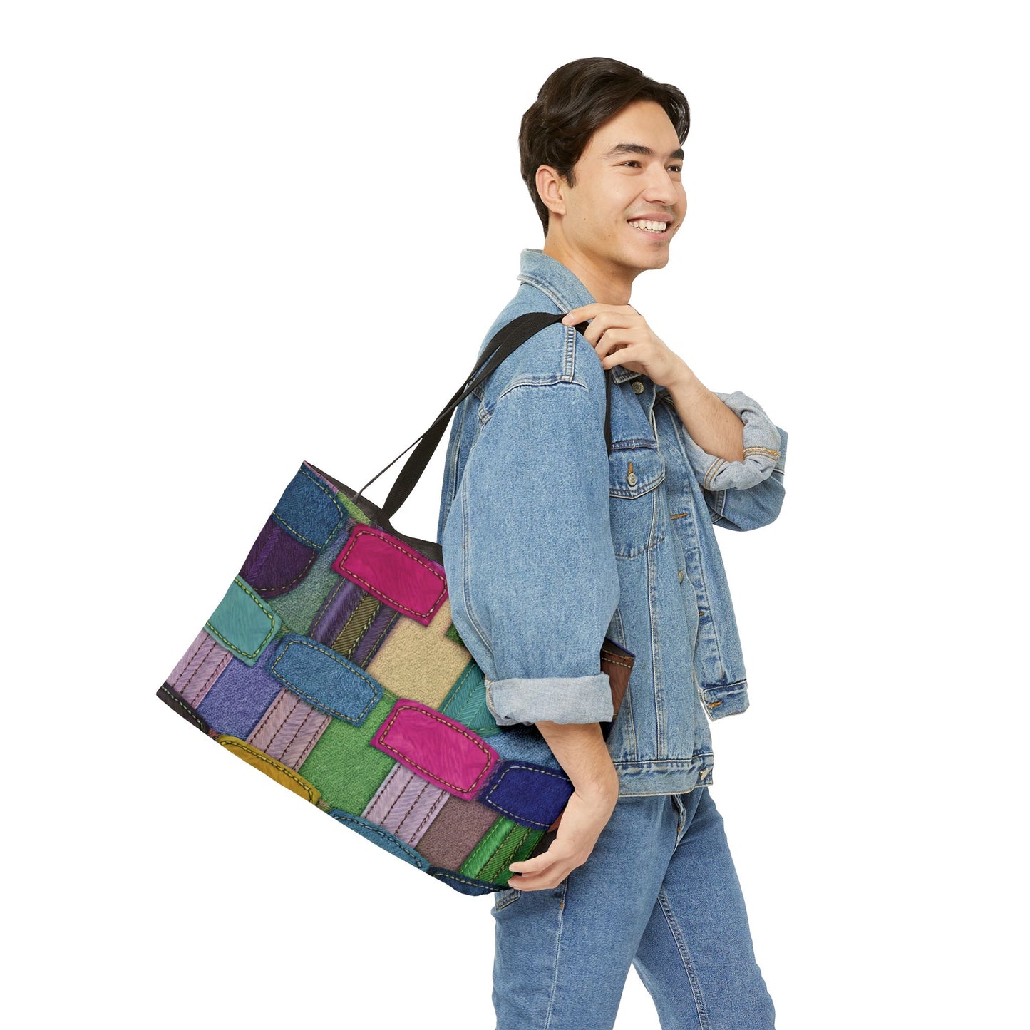 Denim Print Yoga Bag High-Quality 100% Spun Polyester 24x13 Canvas Gym Bag 37