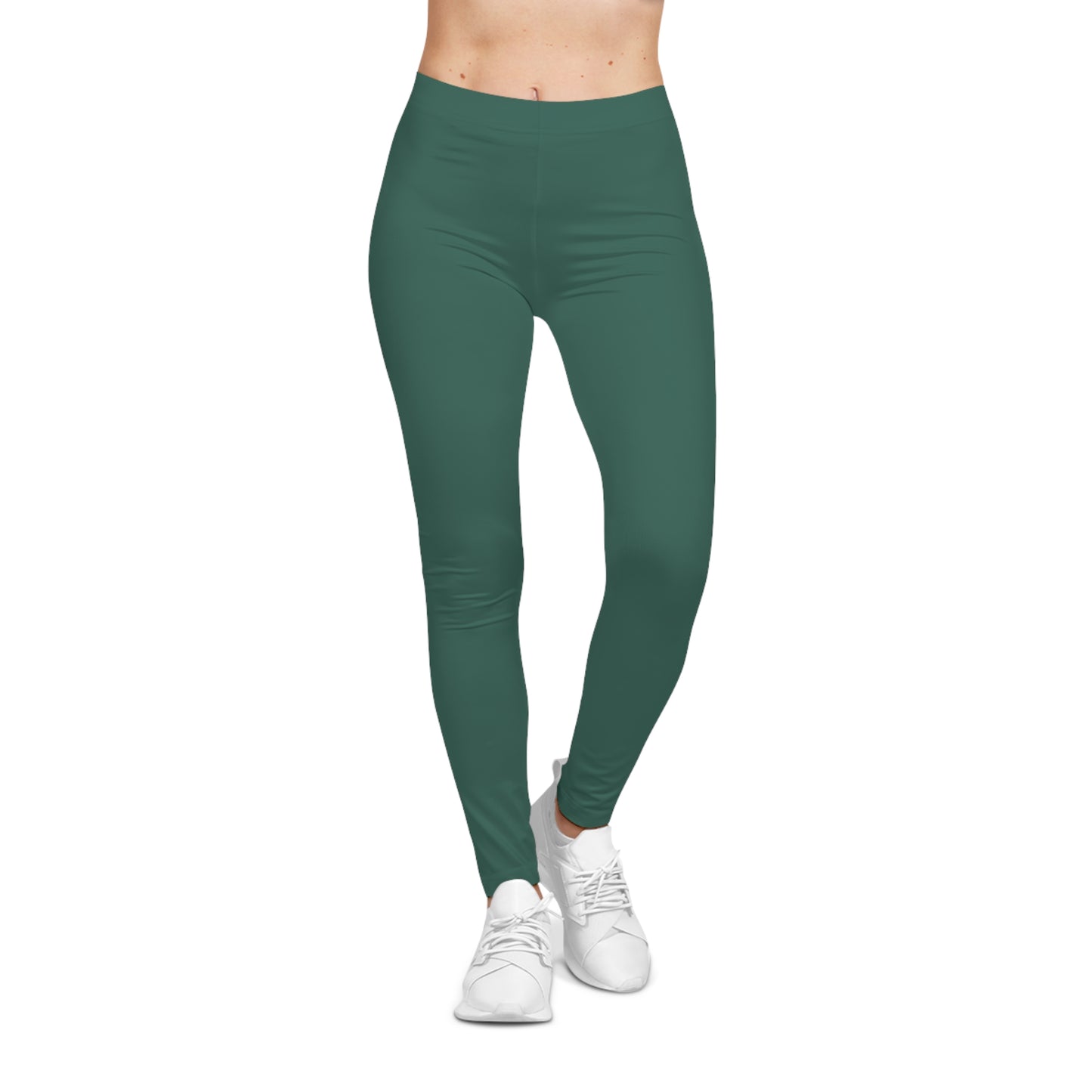 Dark Jungle Green Color Women's Poly-Span Casual Leggings XS-2XL