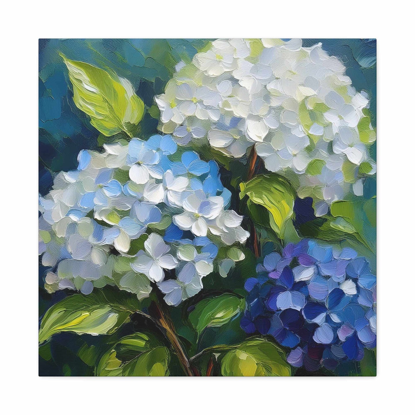Hydrangeas Print Canvas, Flowers Oil Paint Print 20x20, 24x24, 30x30, 32x32, 36x36, Floral Art Design Print Non-Frame MC-30