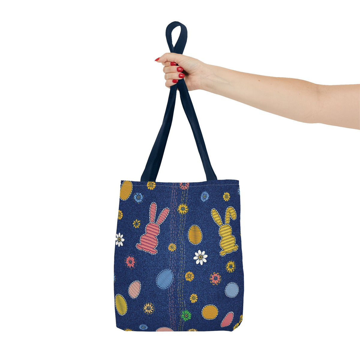 Easter Graphic Design Denim Fabric Imitation Print Unisex Canvas Bag Poly Spun 3 Sizes Tote Bag 204-4