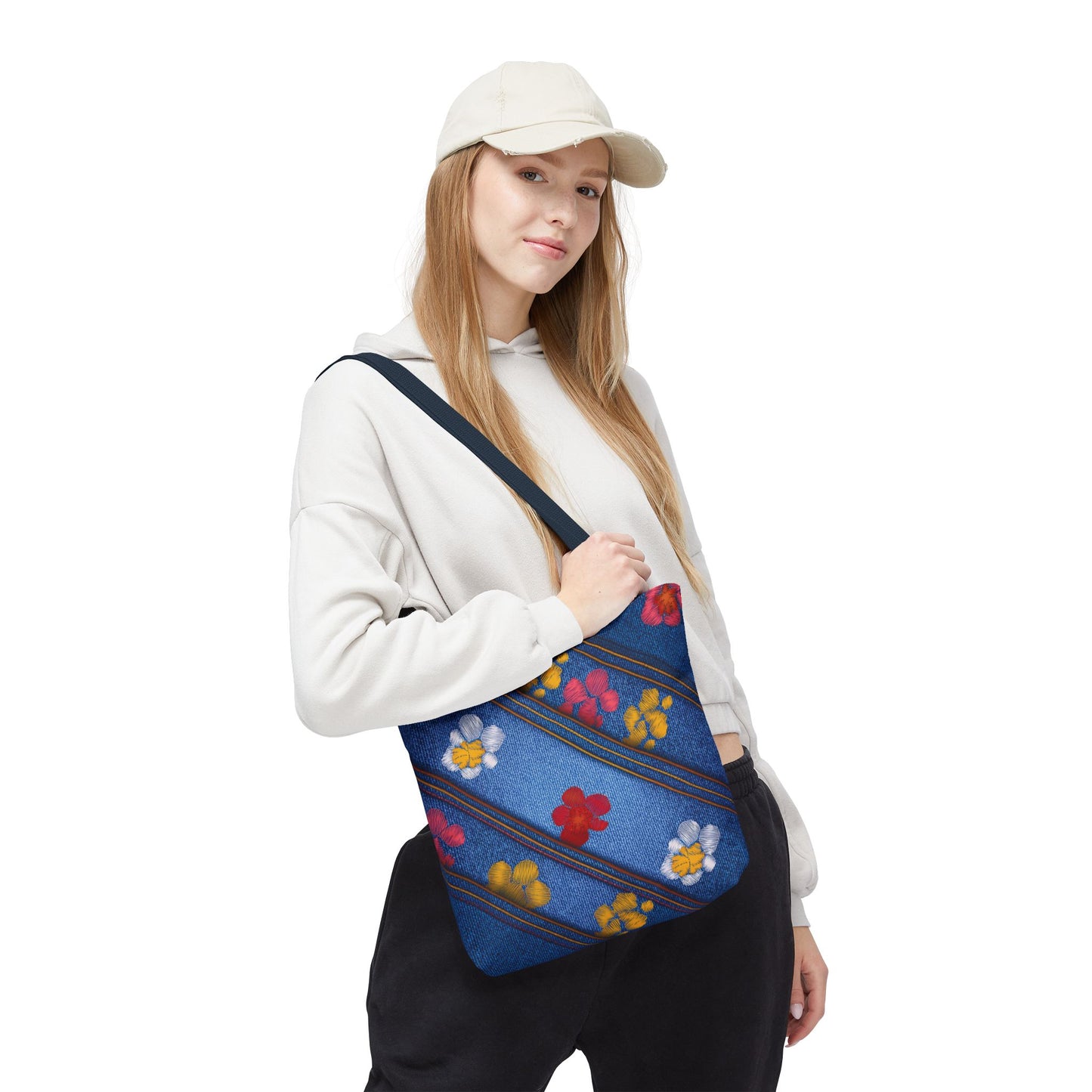 Denim Fabric Imitation Print Unisex Canvas Bag Poly Spun 3 Sizes Tote Bag 135