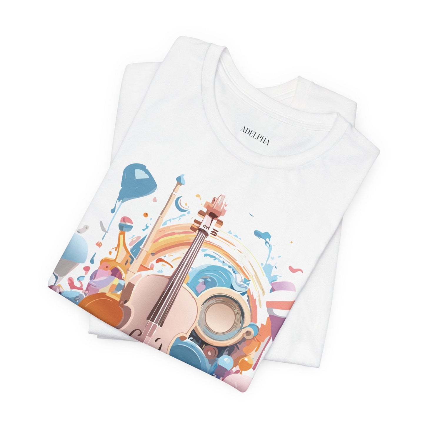 Music Graphic Unisex 100 Cotton Vintage Art with Musical Elements Tee 80