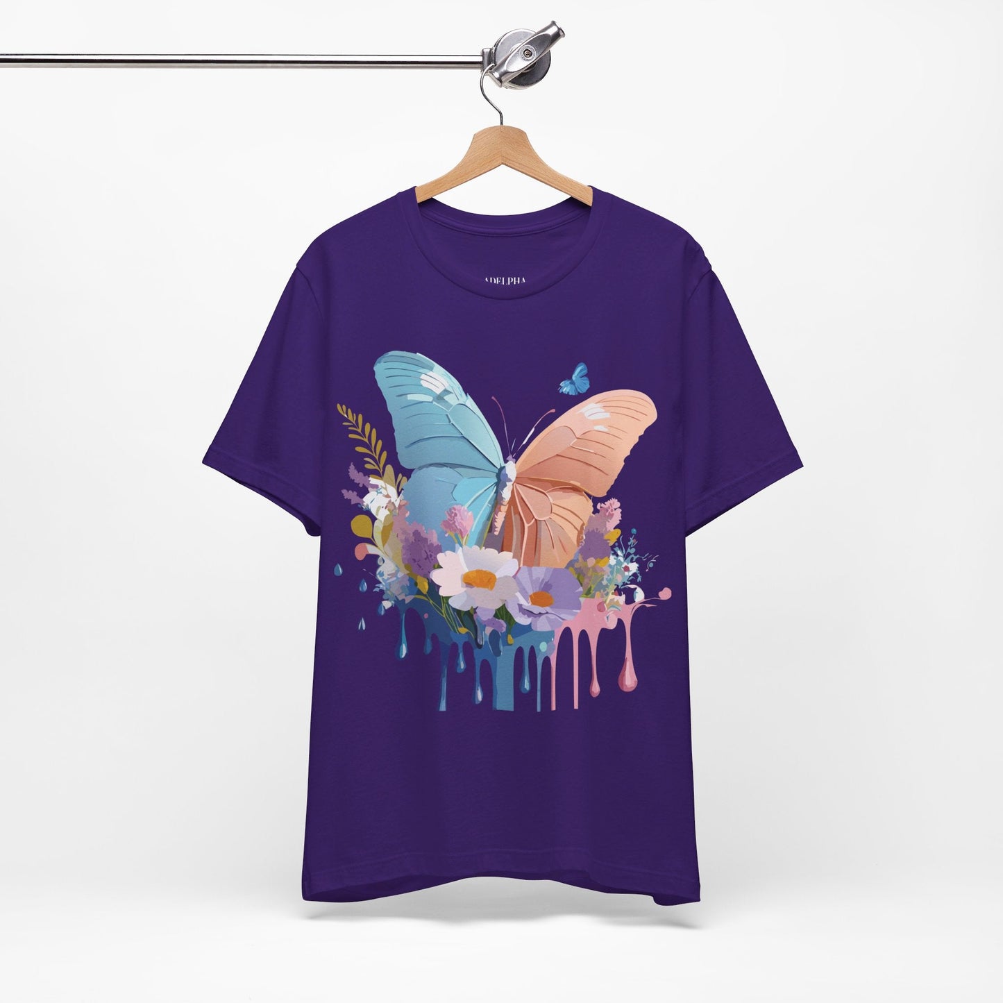 Butterfly Graphic Unisex 100 Cotton Lightweight Vintage Floral Design Jersey Tee 3