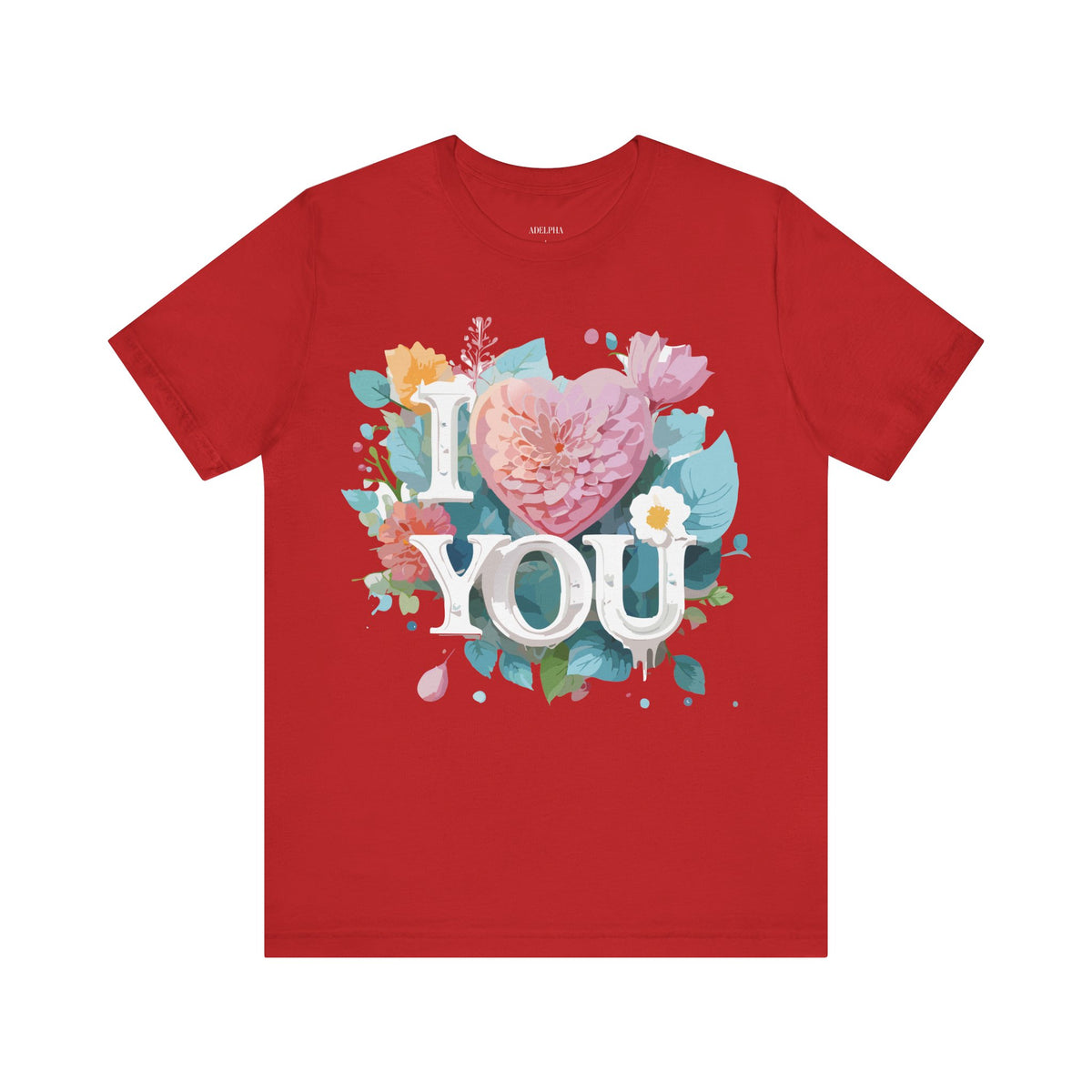 Valentine's Day Graphic Unisex Cotton Bella+Canvas Tee with Floral Art Design d125