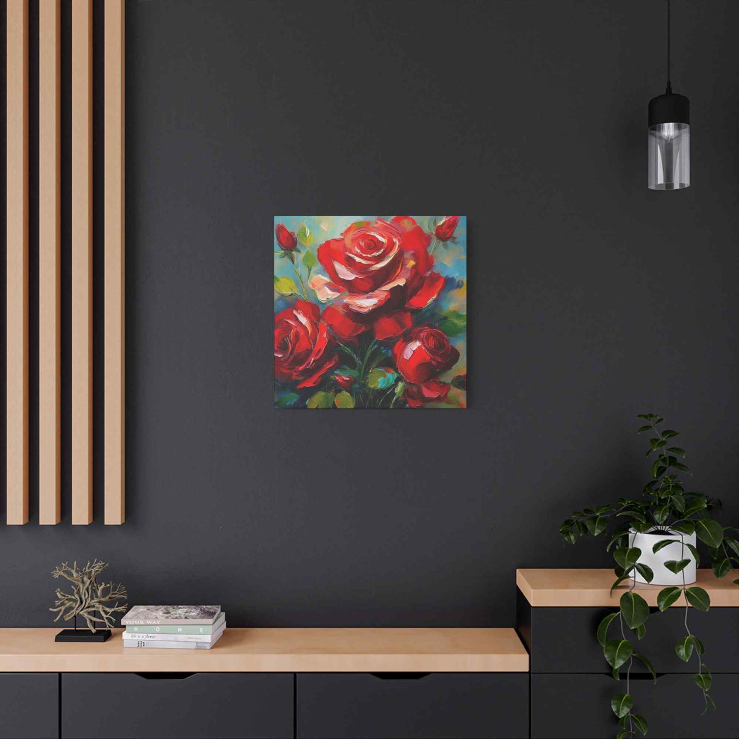 Red Roses Print Canvas, Roses Oil Paint Print 20x20, 24x24, 30x30, 32x32, 36x36, Floral Art Design Print Non-Frame MC-22