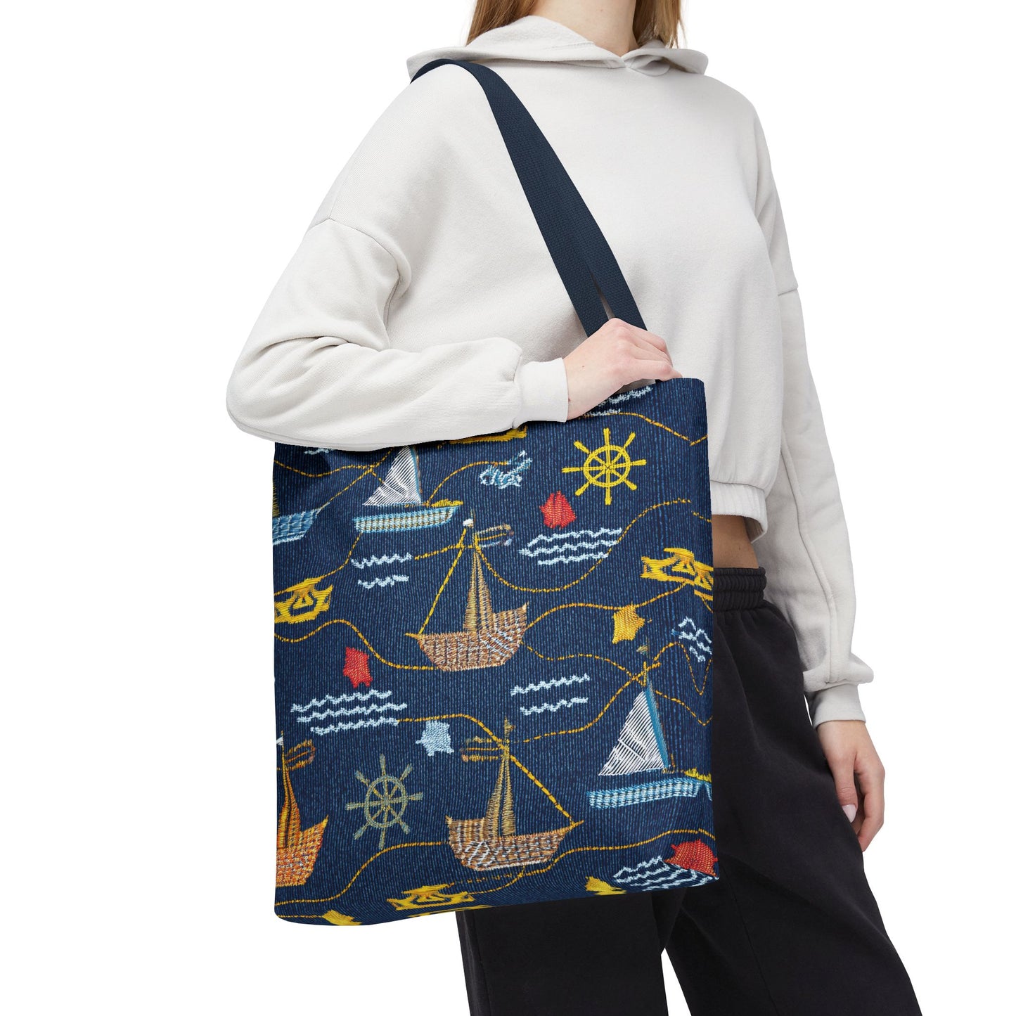 Denim Fabric Imitation Print Unisex Canvas Bag Poly Spun 3 Sizes Tote Bag 182-13