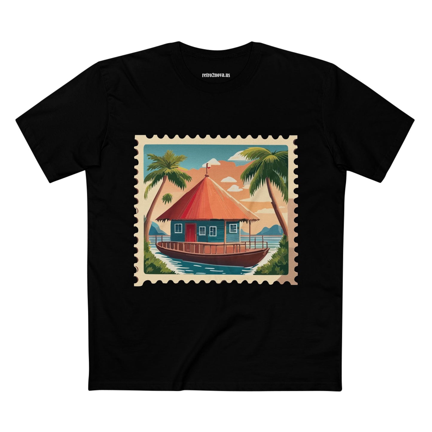 Unisex Postage Stamp Shirt Art Tee Premium Cotton By Retro2Nova Studio Collection