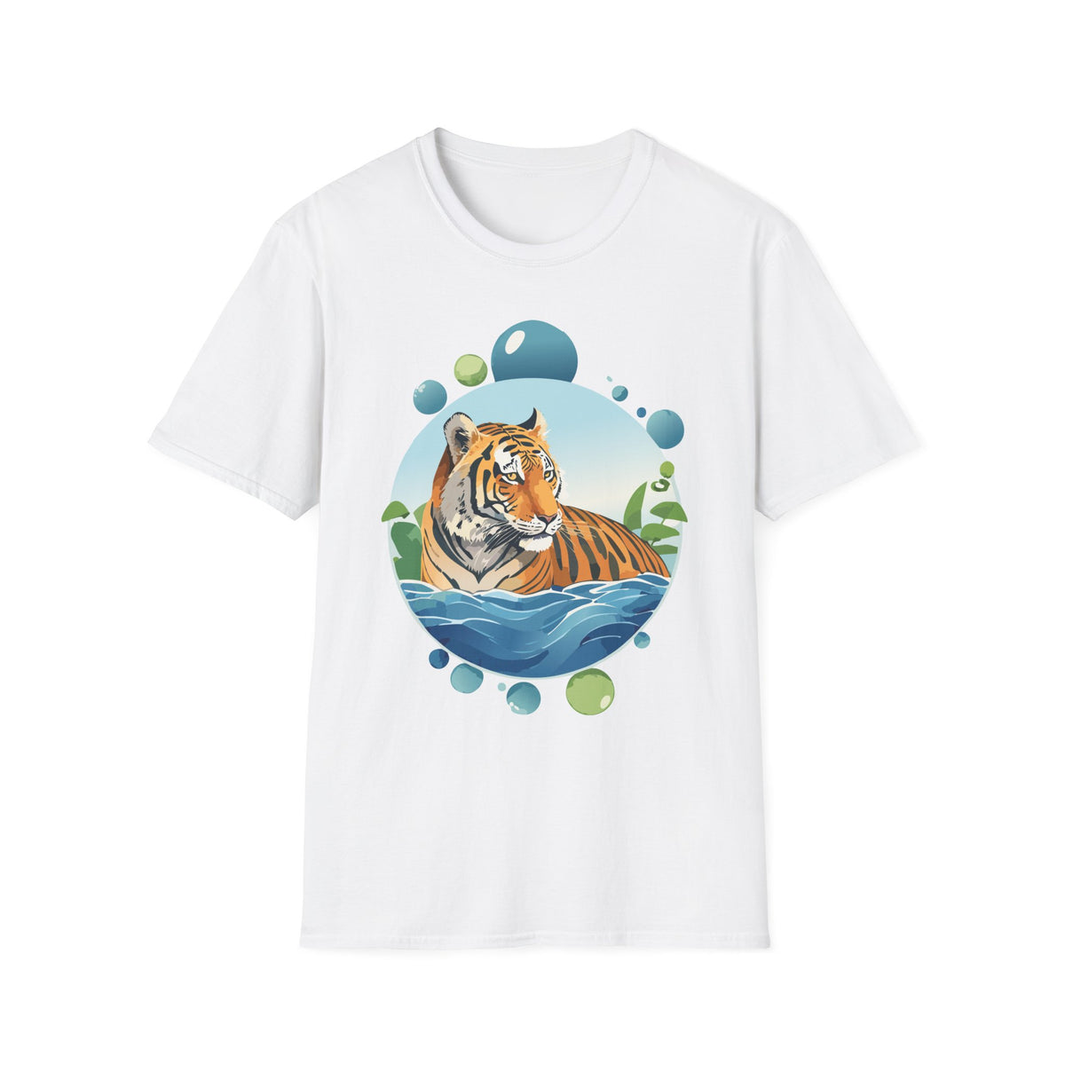 Tiger Portrait T-Shirt | Watercolor Jungle Circle Design