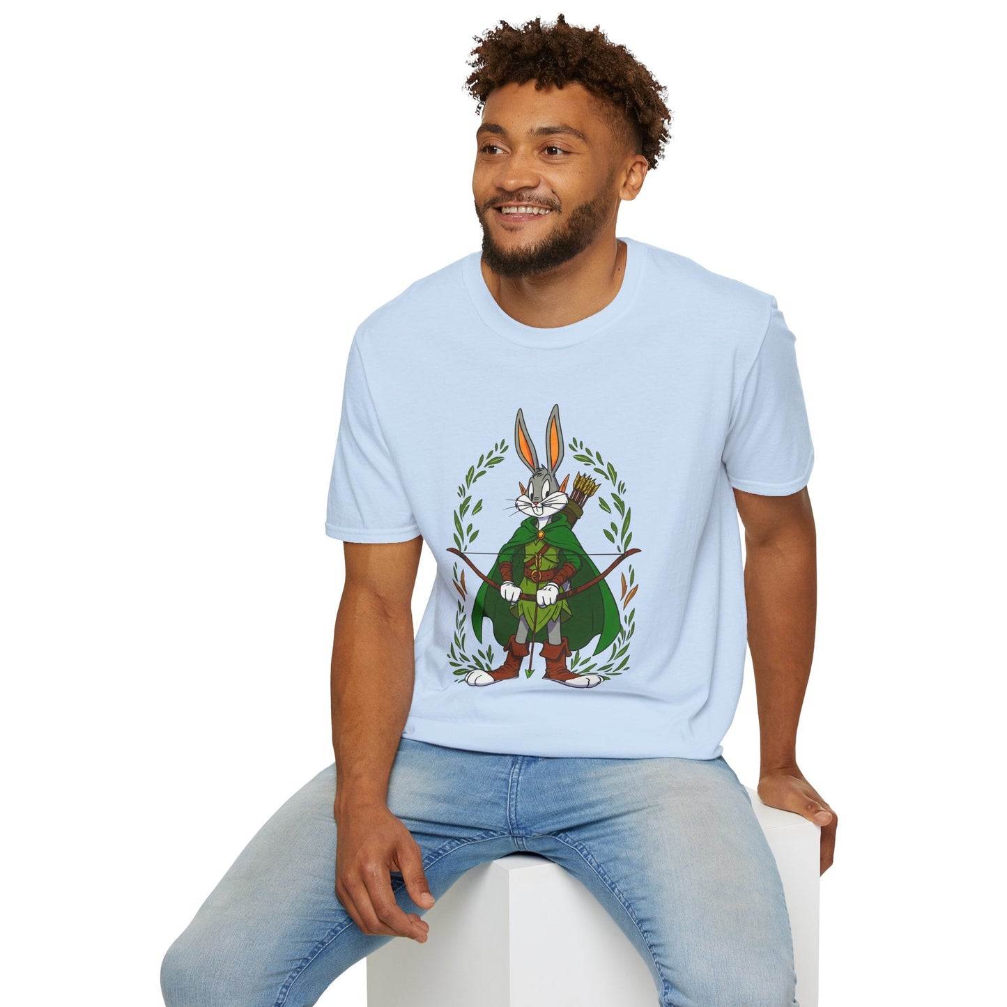 Bugs Bunny T Shirt Cartoon Art Tee Unisex Gildan Softstyle 64000 100 Percent Ring Spun Cotton
