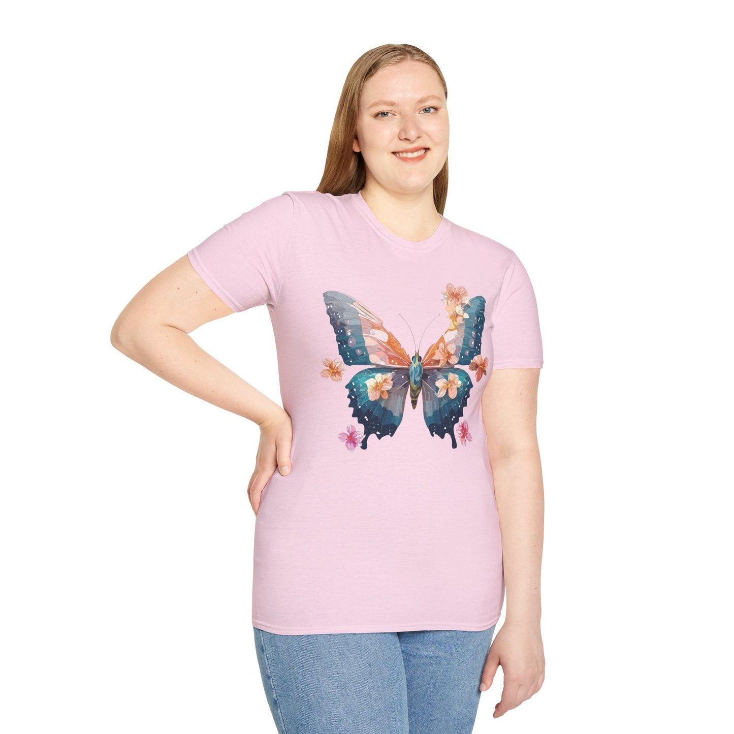 Butterfly Shirt Unisex T Shirt Monarch Print Gildan Softstyle 64000 Ring Spun Cotton Tee