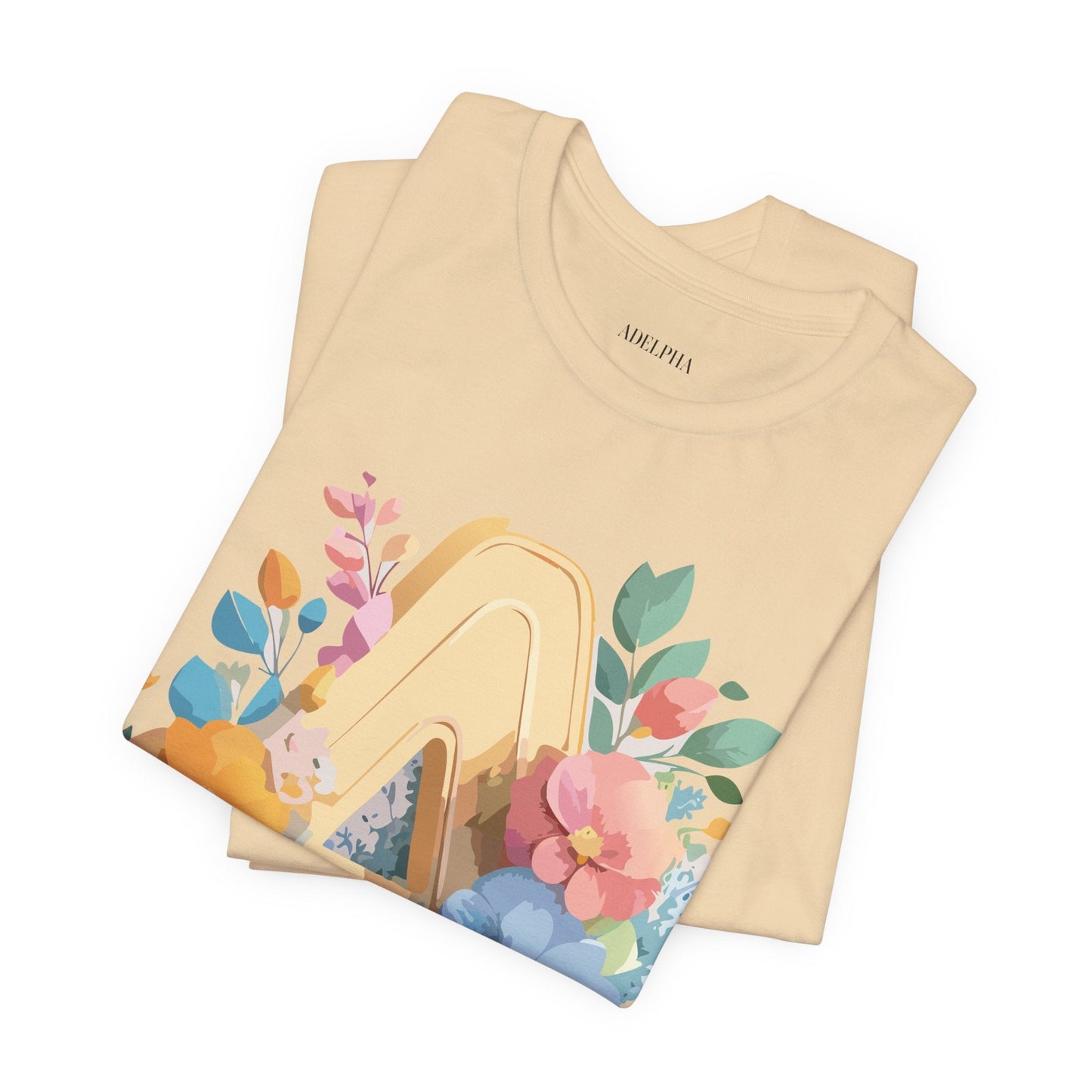 Letter A Shirt Graphic Tee Unisex Short Sleeve by Adelpha Vintage Inspired Art Tee