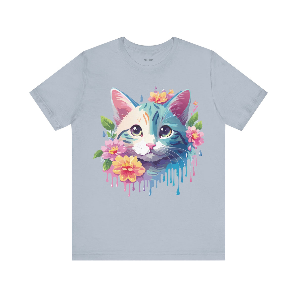 Cat Graphic Unisex Cotton Bella+Canvas Tee with Art Animal Design e107