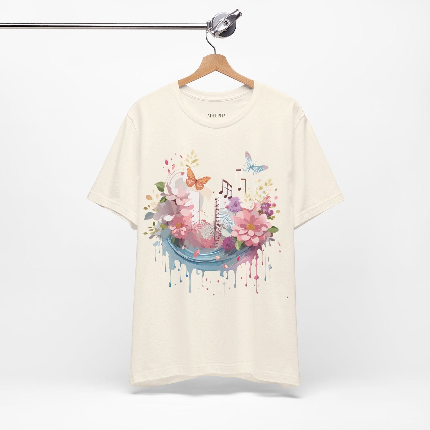 Music Graphic Unisex 100 Cotton Vintage Art with Musical Elements Tee 122