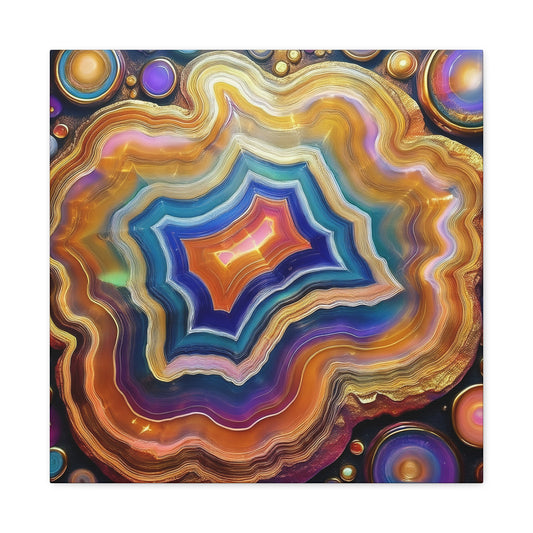 Agate Stone Graphic Print Canvas, Oil Paint Print 20x20, 24x24, 30x30, 32x32, 36x36 Canvas Pine-Wood Inner Frame MC-191