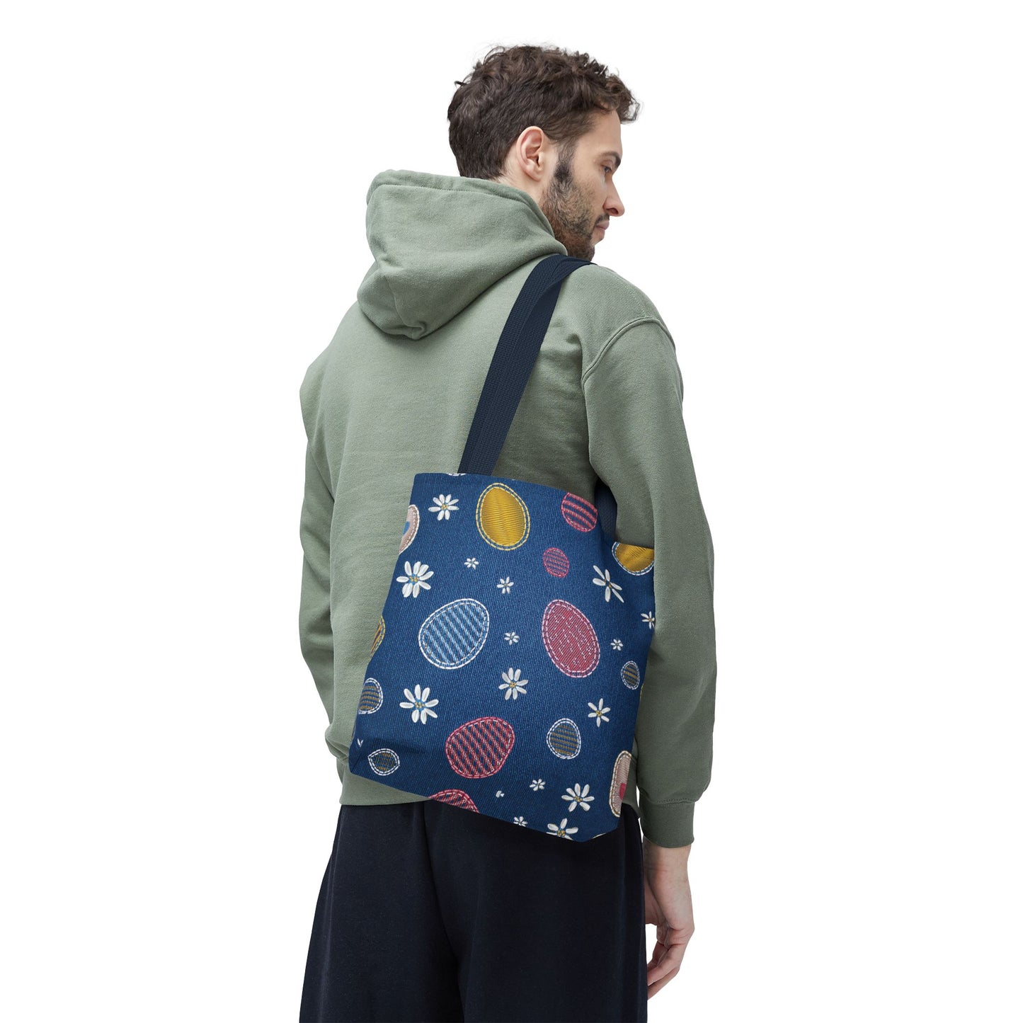 Easter Graphic Design Denim Fabric Imitation Print Unisex Canvas Bag Poly Spun 3 Sizes Tote Bag 204-15